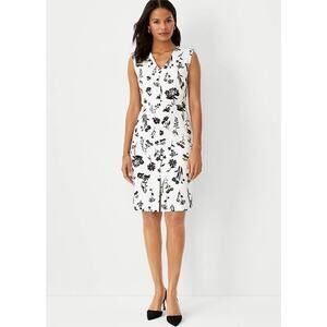 Ann Taylor Floral Sheath Dress Size 6 Textured Sleeveless Monochrome NWT Elegant